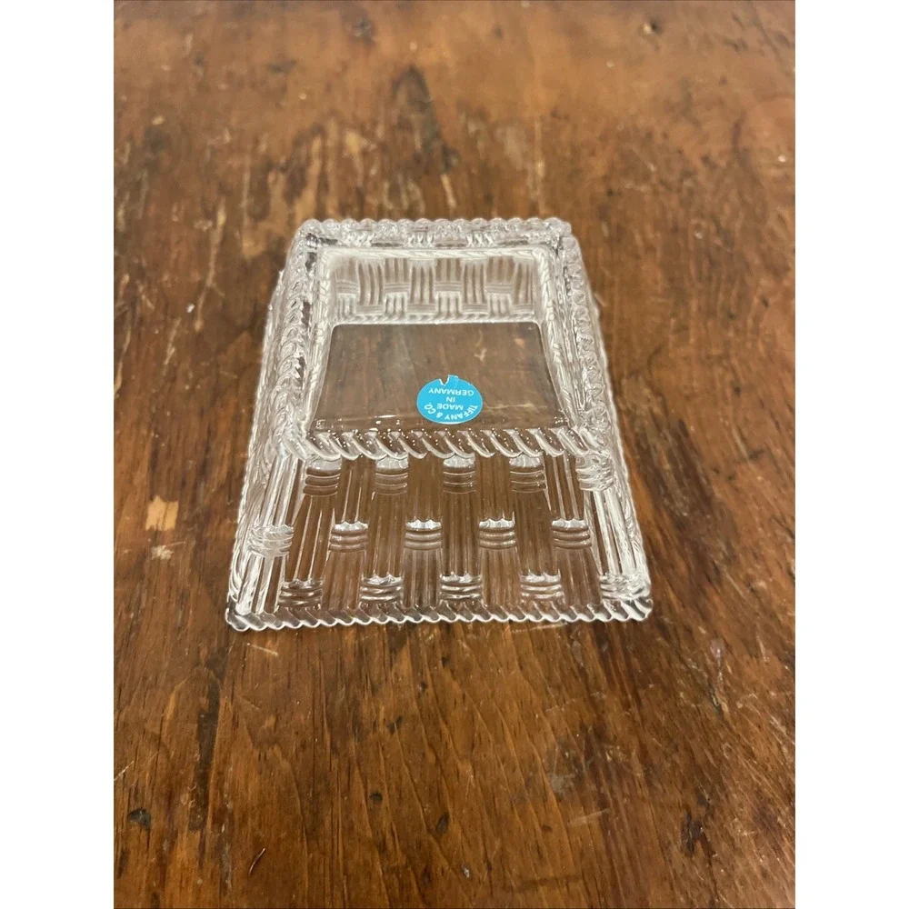 Tiffany & Co Glass Crystal Square Trinket Candy Dish 4